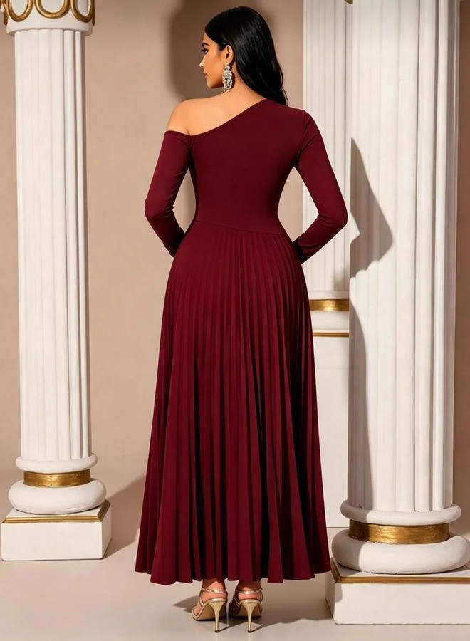ستايلي Red Pleated A-Line Maxi Dress