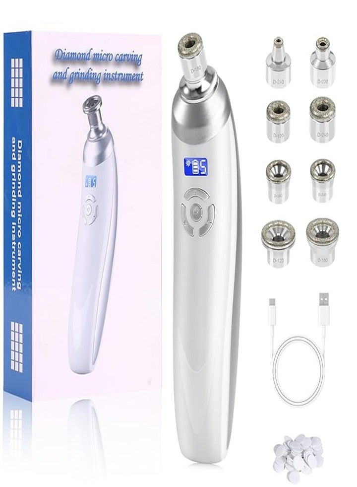 New Rechargeable Diamond Microdermabrasion Machine, Professional Handheld Microdermabrasion Facial Tool for Home Skin Care (White) - Image 1