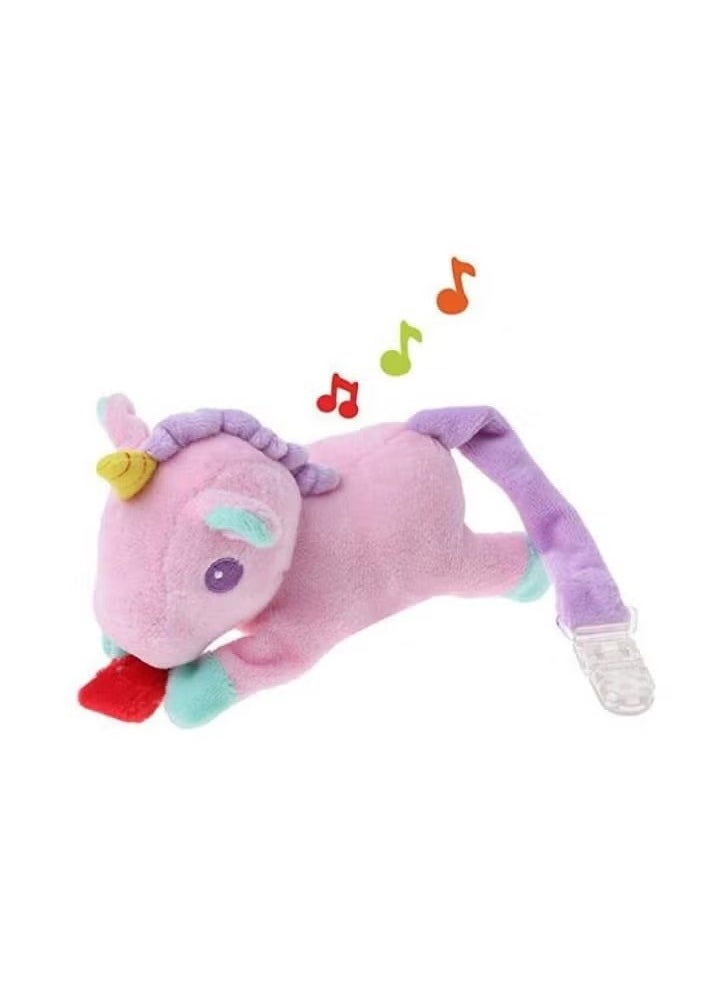 Goolsky Baby Infant Stuffed Animal Pacifier Holder - Plush Toy Unicorn Detachable Soothie Pacifier, Silicone Pacifier for 12 Months Infant Baby  - Image 4