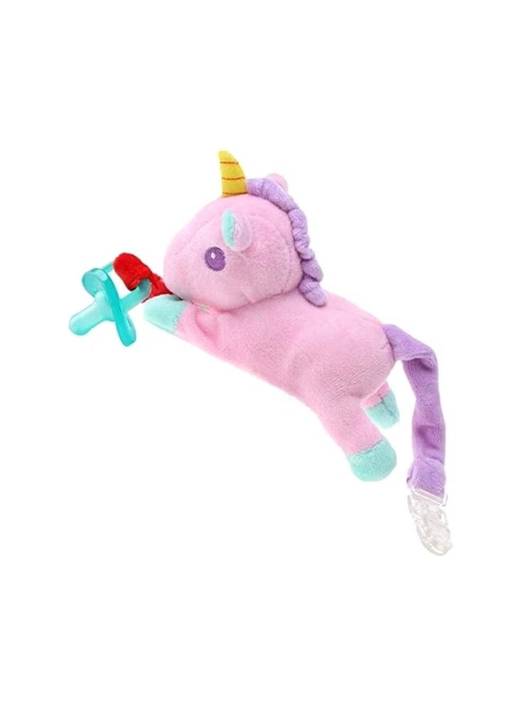 Goolsky Baby Infant Stuffed Animal Pacifier Holder - Plush Toy Unicorn Detachable Soothie Pacifier, Silicone Pacifier for 12 Months Infant Baby  - Image 2