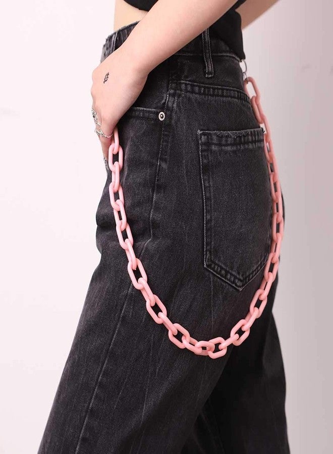 Bomine Hip Hop Jeans Pants Chain Punk Goth for Men Acrylic Link Wallet Chain for Women Hipster Chunky Thick Wallet Pocket Keychains Belt Waist Chains body Accessory for Girls (Pink)… - Image 4