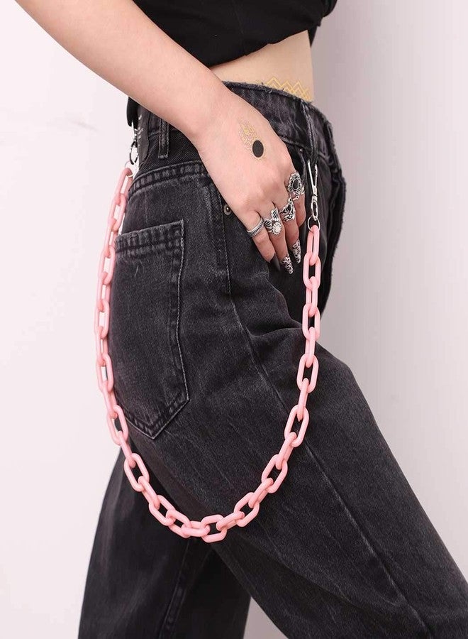 Bomine Hip Hop Jeans Pants Chain Punk Goth for Men Acrylic Link Wallet Chain for Women Hipster Chunky Thick Wallet Pocket Keychains Belt Waist Chains body Accessory for Girls (Pink)… - Image 3