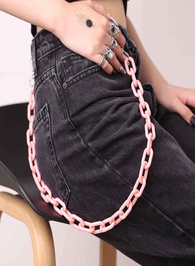 Bomine Hip Hop Jeans Pants Chain Punk Goth for Men Acrylic Link Wallet Chain for Women Hipster Chunky Thick Wallet Pocket Keychains Belt Waist Chains body Accessory for Girls (Pink)… - Image 5