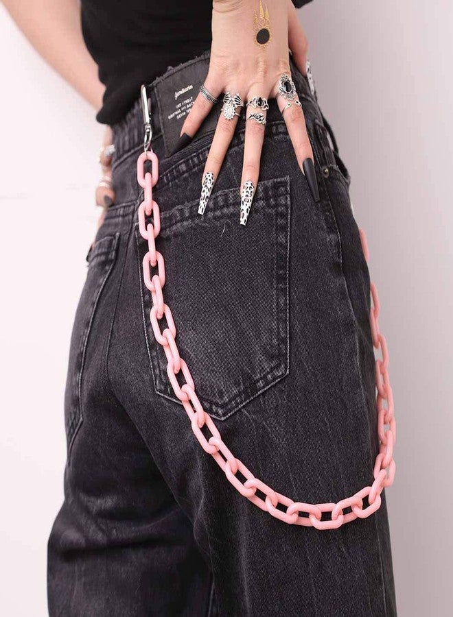 Bomine Hip Hop Jeans Pants Chain Punk Goth for Men Acrylic Link Wallet Chain for Women Hipster Chunky Thick Wallet Pocket Keychains Belt Waist Chains body Accessory for Girls (Pink)… - Image 1