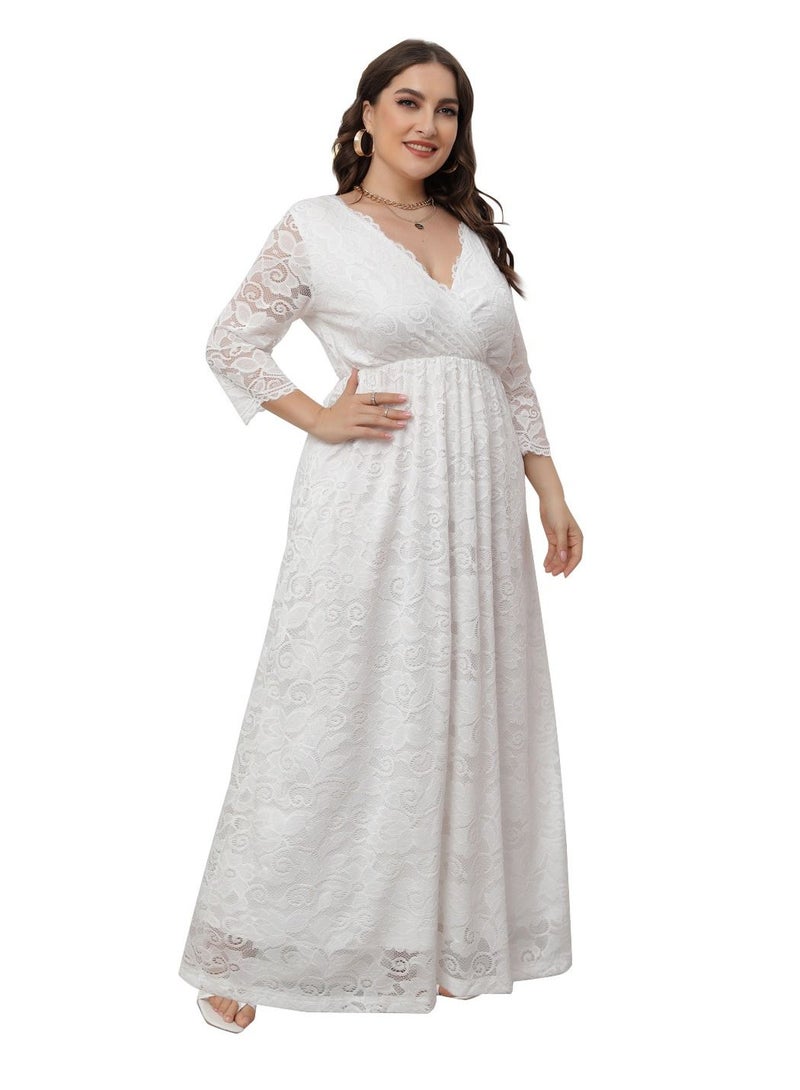 Loquat New Lace Dress For Plus-size Women White  - Image 2
