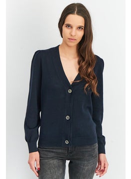 Tchibo Women V-Neck Plain Cardigan, Black  - Image 1