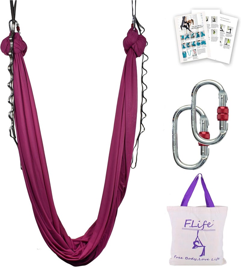 Flife Aerial Silk Yoga Hammock & Swing for yoga Inversion,Strength training,starter hardware kit - Image 1