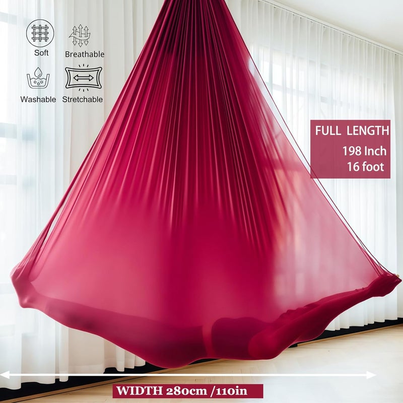 Flife Aerial Silk Yoga Hammock & Swing for yoga Inversion,Strength training,starter hardware kit - Image 2