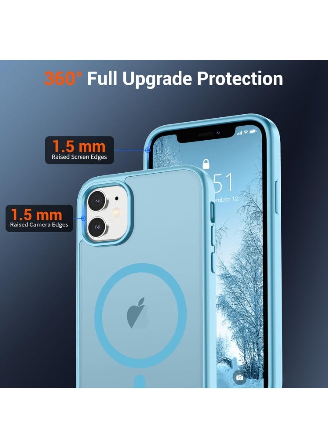 أكاليكس جراب مغناطيسي غير لامع لهاتف iPhone 12 و iPhone 12 Pro، حماية عالية الجودة ضد السقوط مع شريط مقاوم للصدمات، جراب خلفي غير لامع شفاف للهاتف | أزرق سماوي - Image 2