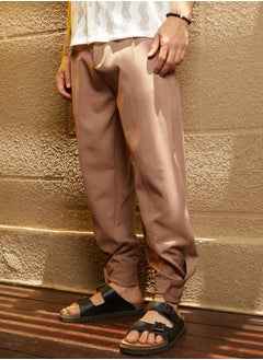 Campus Sutra Men's Tan Brown Panelled Gurkha Trousers  - Image 3