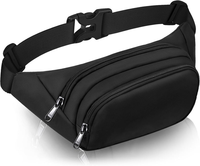 Aepigo Men’s Waist Bag with Waterproof Pocket & RFID Protection | Lightweight and Adjustable Fanny Pack Belt Pouch for Hiking, Travel & Outdoor Sports (Black) - Image 1