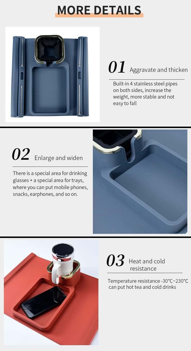 JUMIX Couch Cup Holder Tray & Coffee Cup - Silicone Sofa Cup Holder Couch Arm Rest - Cup Holder Couch Caddy - Cup Holder for Recliner Chair Arm - Couch Remote Holder for Couch Arm Table, Black - Image 5