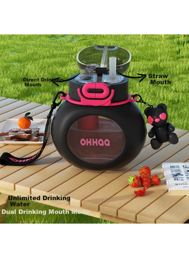 Ohhaa Children'S Large Belly Cup With Large Capacity Tritan, Suitable For Hot Water, With Scale, Straw Cup For Girls, Sports Water Bottle - Image 4