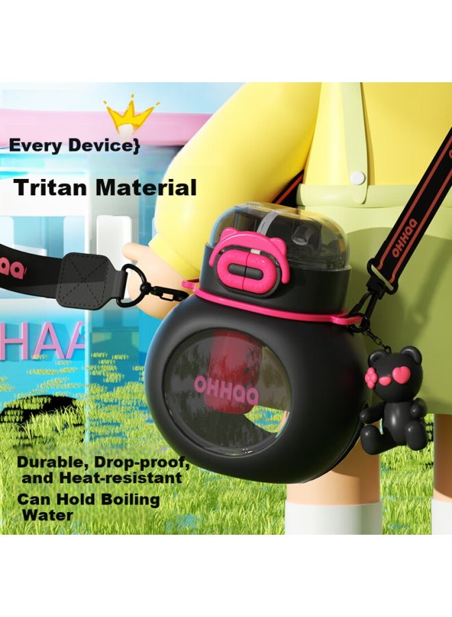 Ohhaa Children'S Large Belly Cup With Large Capacity Tritan, Suitable For Hot Water, With Scale, Straw Cup For Girls, Sports Water Bottle - Image 2