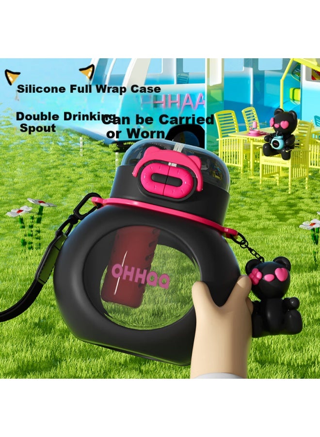 Ohhaa Children'S Large Belly Cup With Large Capacity Tritan, Suitable For Hot Water, With Scale, Straw Cup For Girls, Sports Water Bottle - Image 3