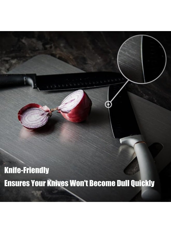 Furlale Stainless Steel Cutting Board 39×28cm – Double-Sided Kitchen Chopping Board for Meat, Vegetables & Fruit, Hygienic Non-Porous Easy Clean Durable Cutting Board - Image 3