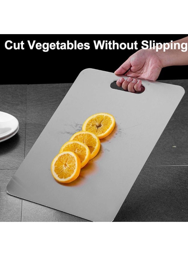 Furlale Stainless Steel Cutting Board 39×28cm – Double-Sided Kitchen Chopping Board for Meat, Vegetables & Fruit, Hygienic Non-Porous Easy Clean Durable Cutting Board - Image 4