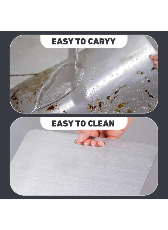 Furlale Stainless Steel Cutting Board 39×28cm – Double-Sided Kitchen Chopping Board for Meat, Vegetables & Fruit, Hygienic Non-Porous Easy Clean Durable Cutting Board - Image 5
