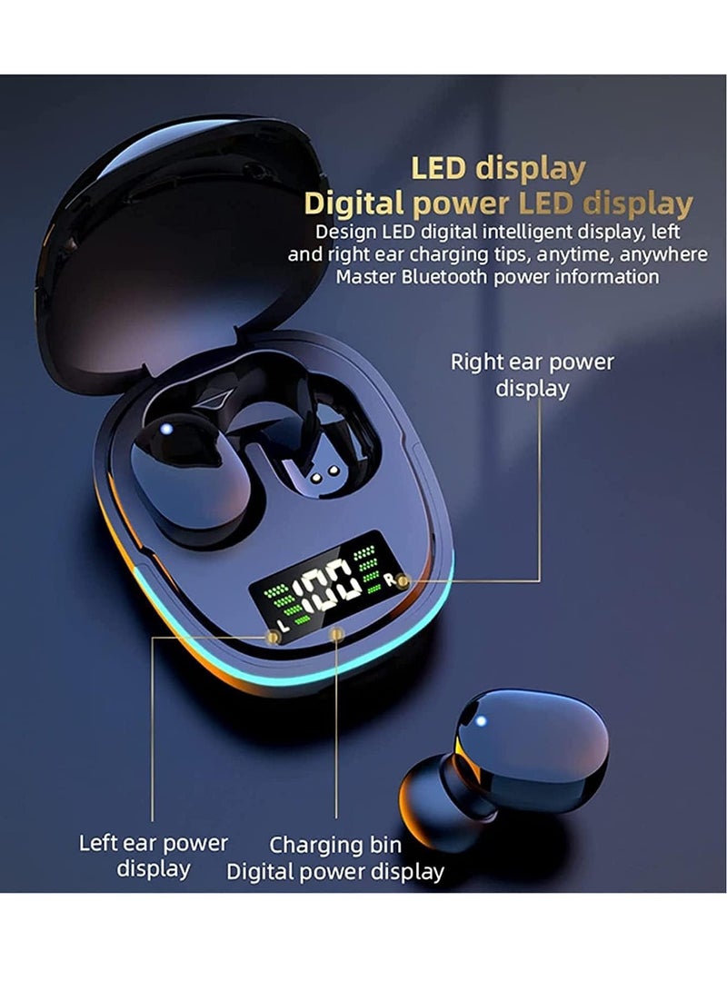 AirYoung سماعات بلوتوث لاسلكية، سماعات أذن صغيرة ثنائية الأذن، سماعات أذن ستيريو عالية الدقة مضادة للضوضاء، سماعات أذن مقاومة للماء مع صندوق شحن، عمر بطارية طويل، سماعات رأس رياضية - Image 5