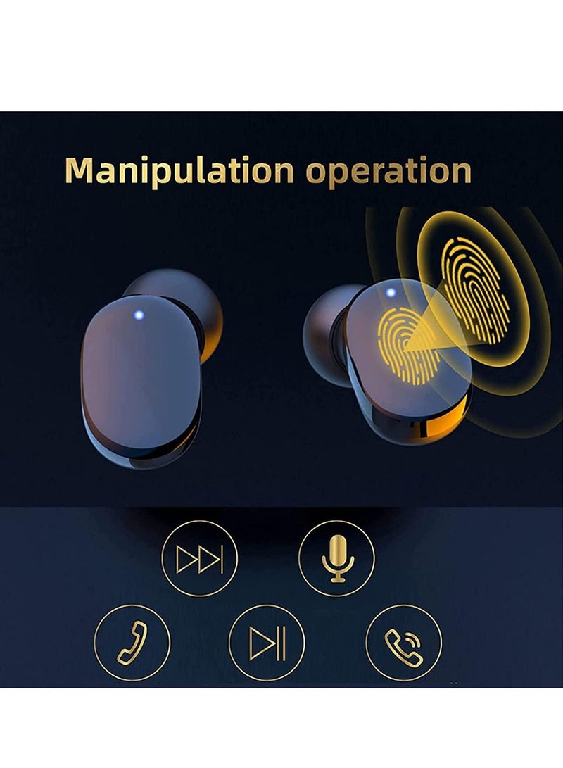 AirYoung سماعات بلوتوث لاسلكية، سماعات أذن صغيرة ثنائية الأذن، سماعات أذن ستيريو عالية الدقة مضادة للضوضاء، سماعات أذن مقاومة للماء مع صندوق شحن، عمر بطارية طويل، سماعات رأس رياضية - Image 2
