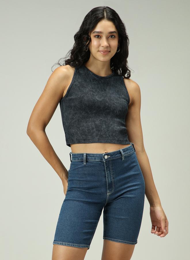 OUTZIDR Grey Acid Wash Ribbed Tank - Image 1