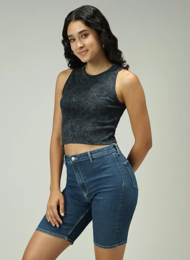 OUTZIDR Grey Acid Wash Ribbed Tank