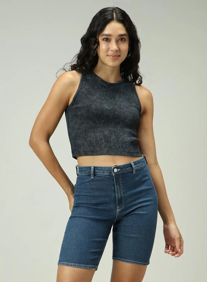 OUTZIDR Grey Acid Wash Ribbed Tank