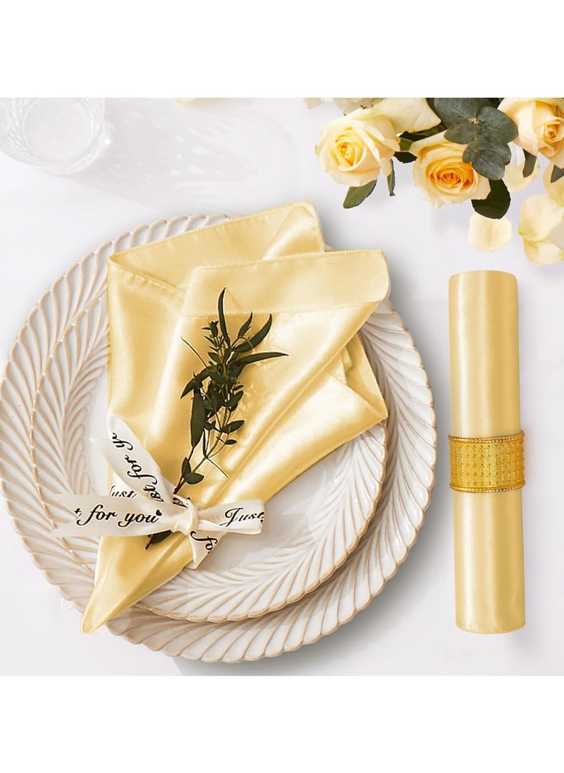 bbet - Satin Napkins  مناديل سفرة Square Table Napkins 10 Pcs 17x17" Soft Dinner Napkins Elegant Silk Napkins for Dinner Wedding Parties Soft Smooth Fabric Washable Napkins for Parties Weddings and Dinnersمنديل مائدة - Image 1