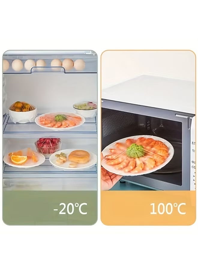 100 قطعة من غطاء التغليف البلاستيكي - تغطي الأوعية/الأطباق من 4 إلى 9 بوصات مناسبة لجميع أدوات المطبخ - متعددة الأغراض - Image 2