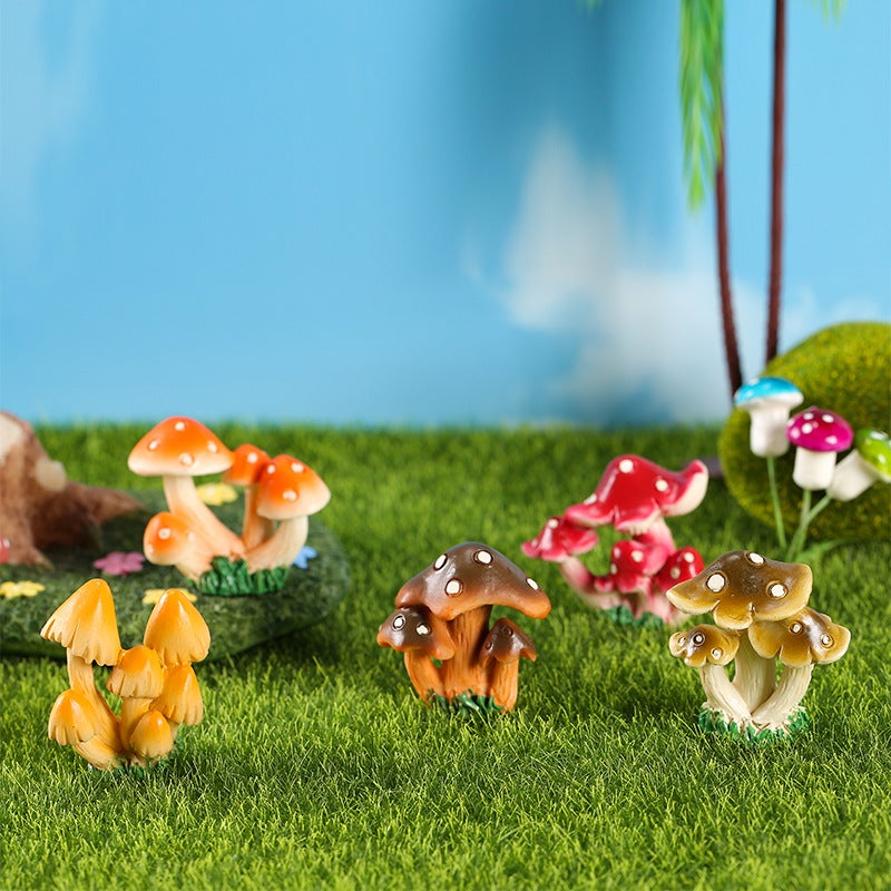 Creative Zakka Mushroom Series Moss Micro-Landscape Fleshy Potted Plants With Decorations Decorative Ornaments Resin - Image 5