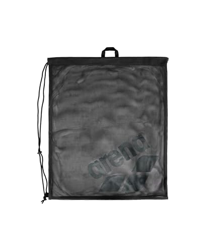ARENA One Go Pool Gear Sack Swim Mesh Bag Drawstring Satchel for Swim Accessories Quick Dry Polyester Equipment Tote for Swim Team Practice Black 40 Liters - Image 1