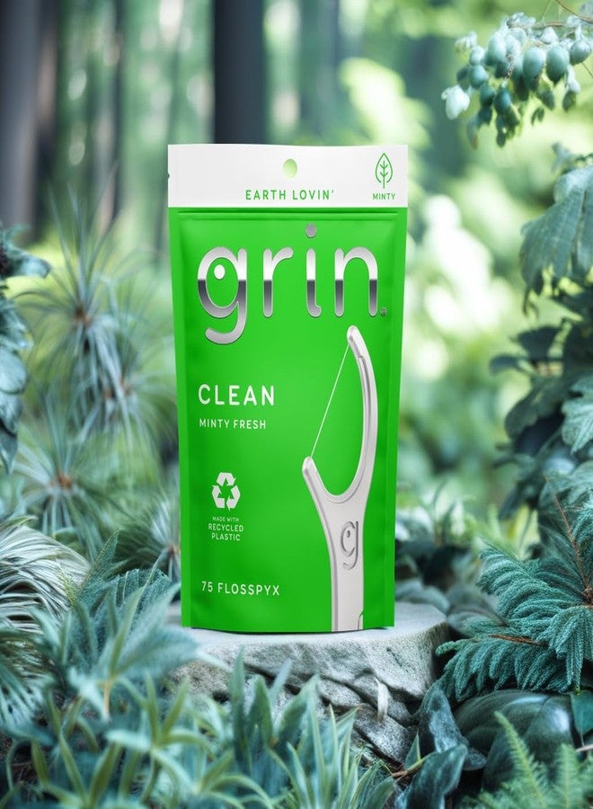GRIN Clean Flosspyx, Floss Picks, 75 Count, Dental Flossers, Minty Flavor, Recycled Plastic, Super Strong Fine Floss, Tight Teeth, Premium Longer Floss Head, Includes Safe Fold-Back Tooth Pick - Image 5