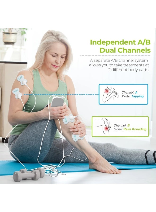 TENS+EMS dual channel muscle relaxation pulse massager with 8 electrodes for shoulder, shoulder, and back pain, knee muscle relaxation, injury recovery, portable design - Image 4