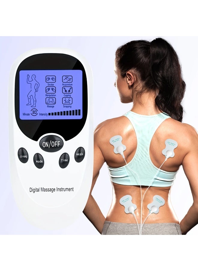 TENS+EMS dual channel muscle relaxation pulse massager with 8 electrodes for shoulder, shoulder, and back pain, knee muscle relaxation, injury recovery, portable design - Image 3