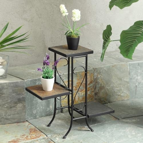 Zhongma 3 Tier Plant Stand with Slate Top without Installation Required 256 W x 102 D x 224 H - Image 3