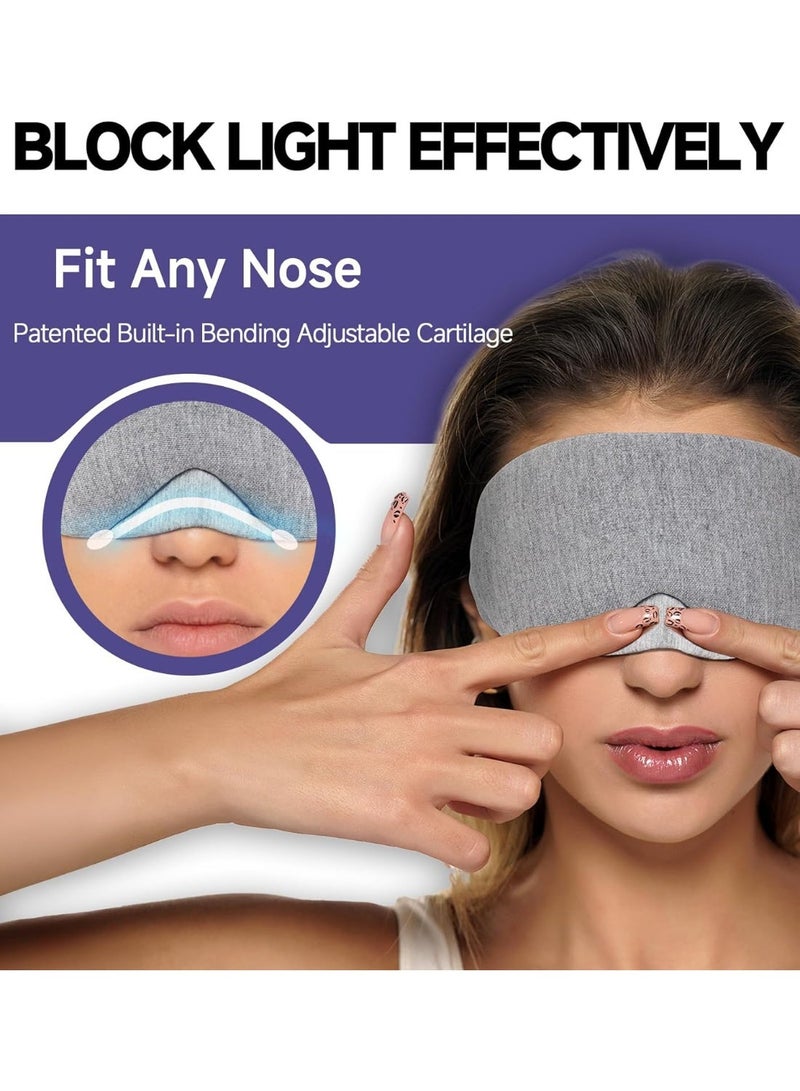 Mavogel Cotton Sleep Eye Mask - Updated Design Light Blocking with Adjustable Nose Bridge, Soft and Comfortable Night Eye Mask for Men Women, Eye Blinder for Shift Work, Includes Travel Pouch, Grey - Image 3