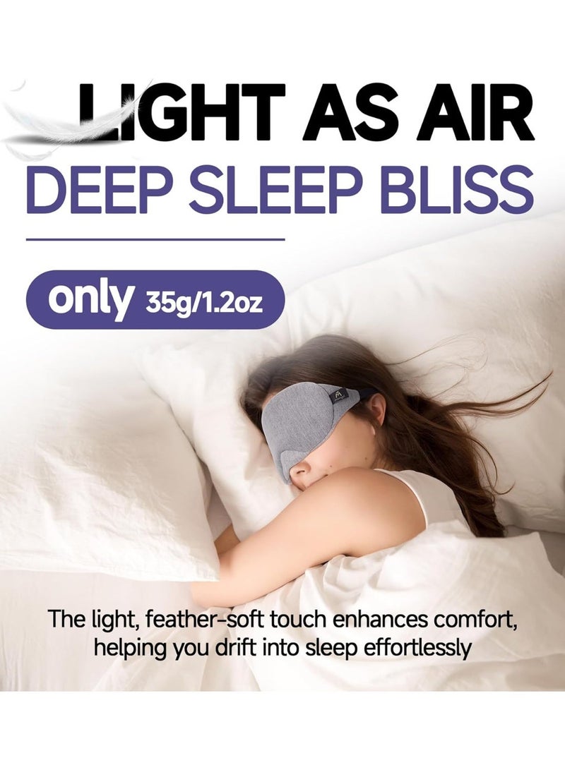 Mavogel Cotton Sleep Eye Mask - Updated Design Light Blocking with Adjustable Nose Bridge, Soft and Comfortable Night Eye Mask for Men Women, Eye Blinder for Shift Work, Includes Travel Pouch, Grey - Image 2