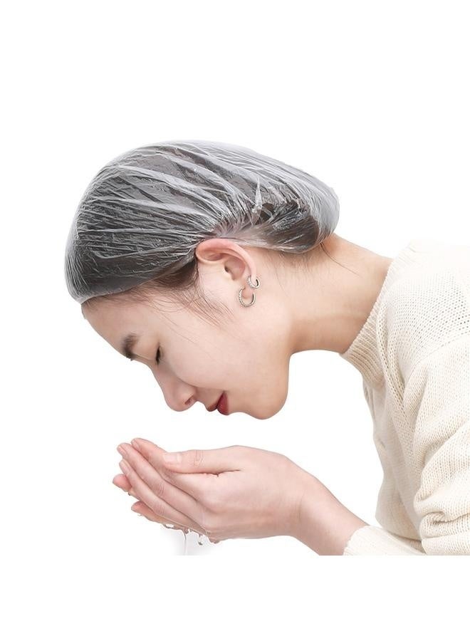 200pcs Disposable Shower Caps-Multi-Purpose Thickening Elastic Bath Cap Plastic Waterproof Clear Shower Cap Bath Shower Caps Women Spa,Men Hair Caps,Home Use,Hotel and Hair Salon, Travel  - Image 4