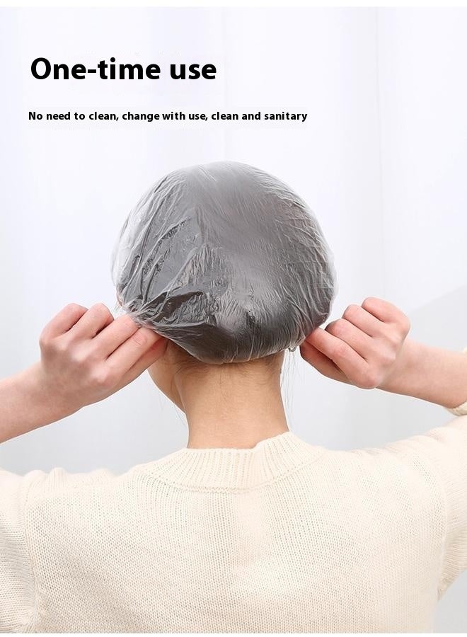200pcs Disposable Shower Caps-Multi-Purpose Thickening Elastic Bath Cap Plastic Waterproof Clear Shower Cap Bath Shower Caps Women Spa,Men Hair Caps,Home Use,Hotel and Hair Salon, Travel  - Image 5