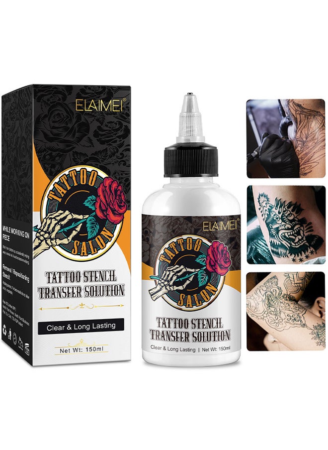Elaimei - 150ML Tattoo Stencil Transfer Gel Solution, Professional Tattoo Stencil Gel Fresh Stencil Primer Stuff Transfer Cream Gel For Tattooing Stickers Paper Machine Tattoo Supplies, Clear And Long-Lasting - Image 1