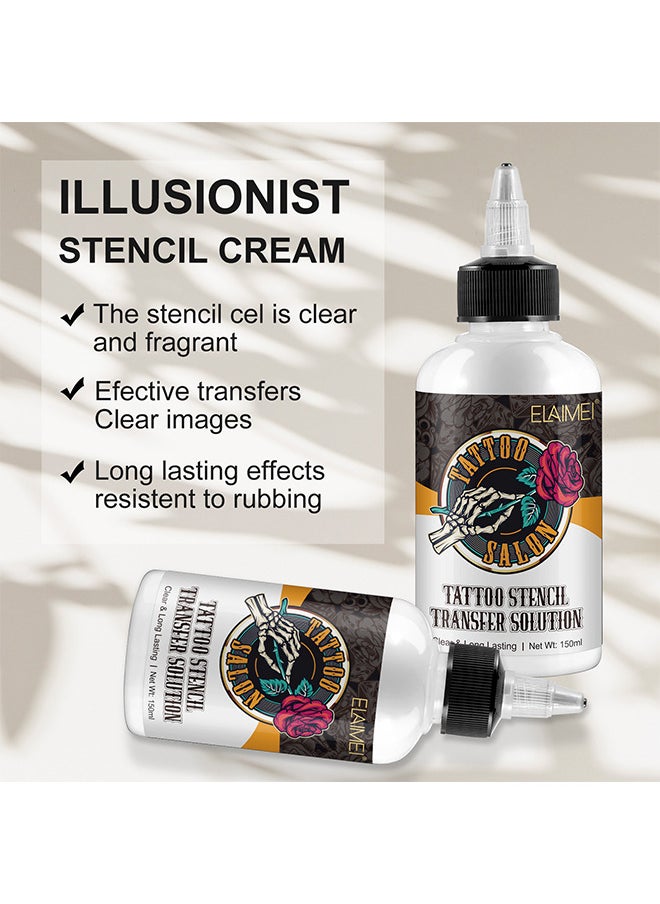 Elaimei - 150ML Tattoo Stencil Transfer Gel Solution, Professional Tattoo Stencil Gel Fresh Stencil Primer Stuff Transfer Cream Gel For Tattooing Stickers Paper Machine Tattoo Supplies, Clear And Long-Lasting - Image 1