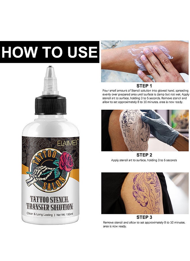 Elaimei - 150ML Tattoo Stencil Transfer Gel Solution, Professional Tattoo Stencil Gel Fresh Stencil Primer Stuff Transfer Cream Gel For Tattooing Stickers Paper Machine Tattoo Supplies, Clear And Long-Lasting - Image 1