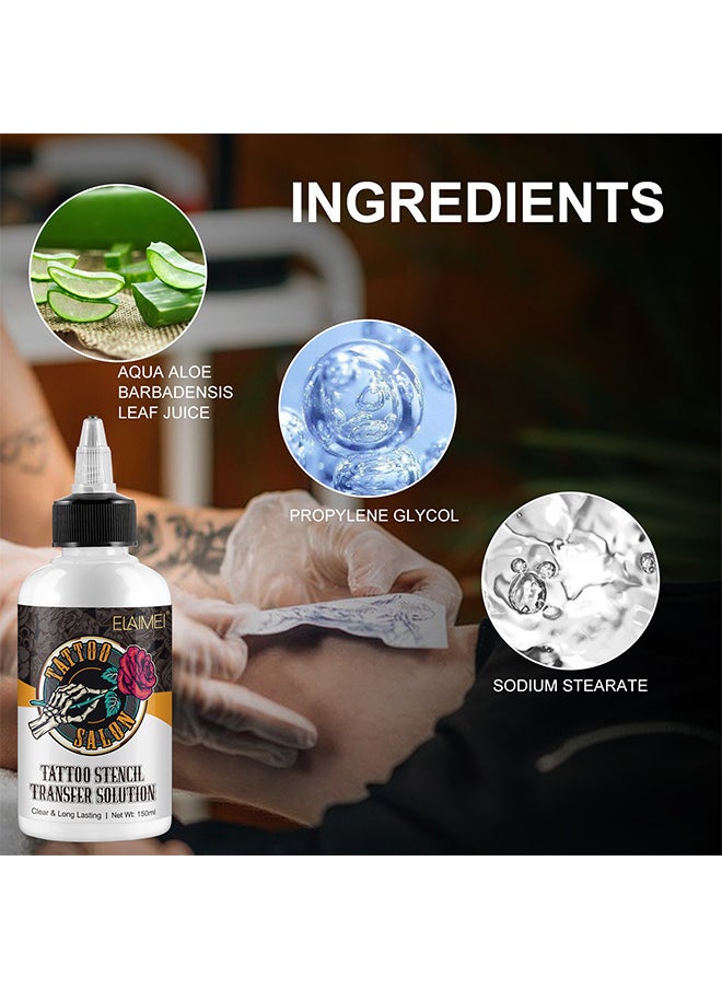Elaimei - 150ML Tattoo Stencil Transfer Gel Solution, Professional Tattoo Stencil Gel Fresh Stencil Primer Stuff Transfer Cream Gel For Tattooing Stickers Paper Machine Tattoo Supplies, Clear And Long-Lasting - Image 1