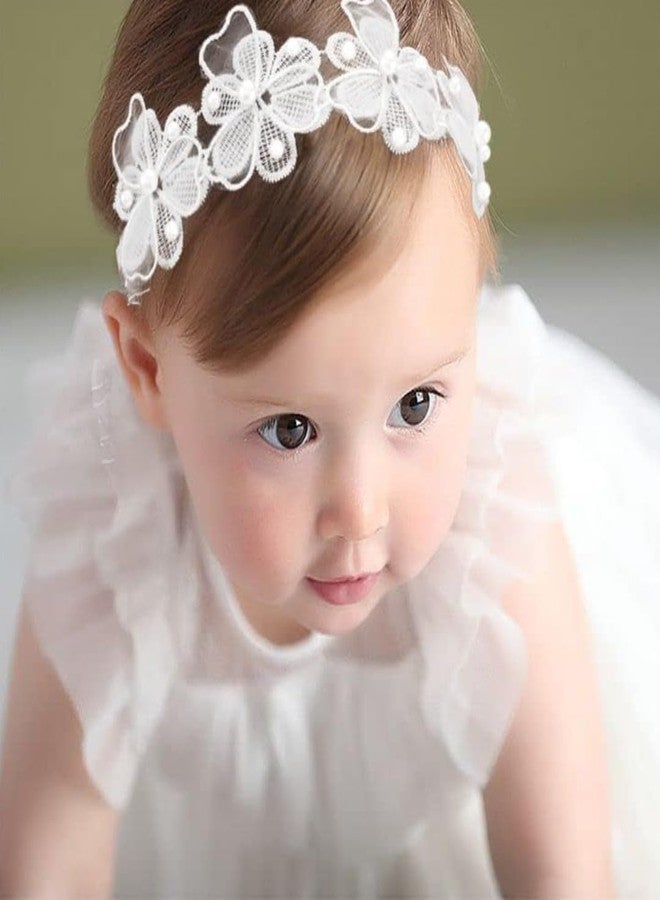 Ziory Pearl Floral Design Headband - White (6-12 Months) - Image 3