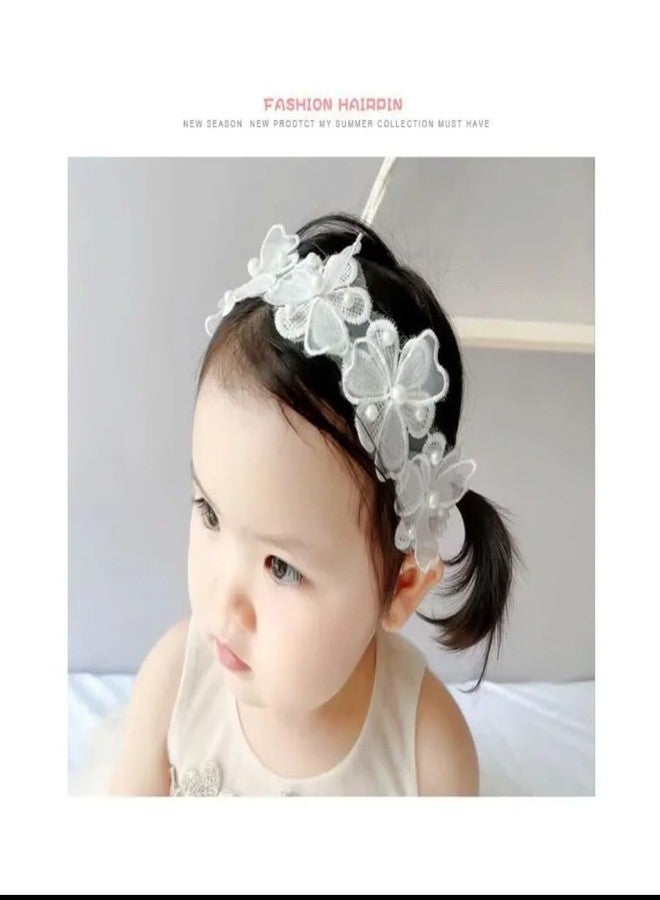 Ziory Pearl Floral Design Headband - White (6-12 Months) - Image 4