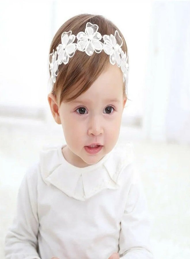 Ziory Pearl Floral Design Headband - White (6-12 Months) - Image 2