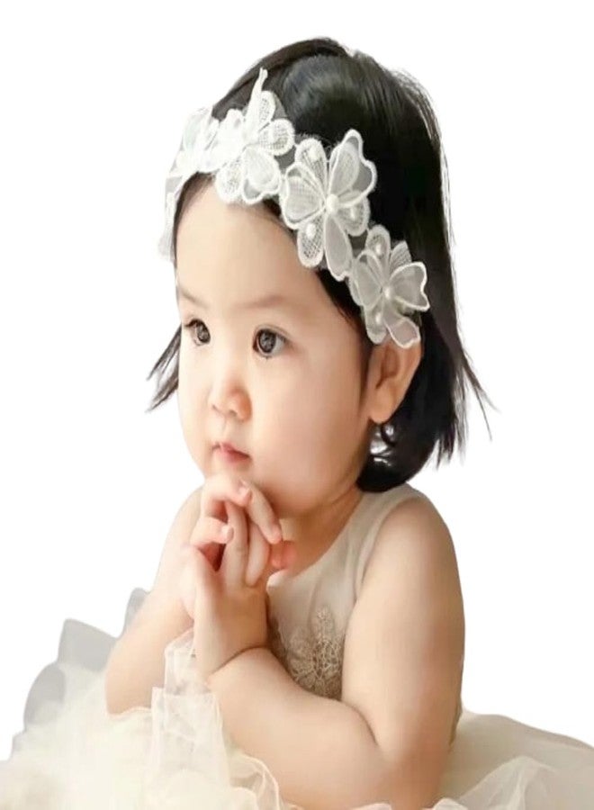 Ziory Pearl Floral Design Headband - White (6-12 Months) - Image 1