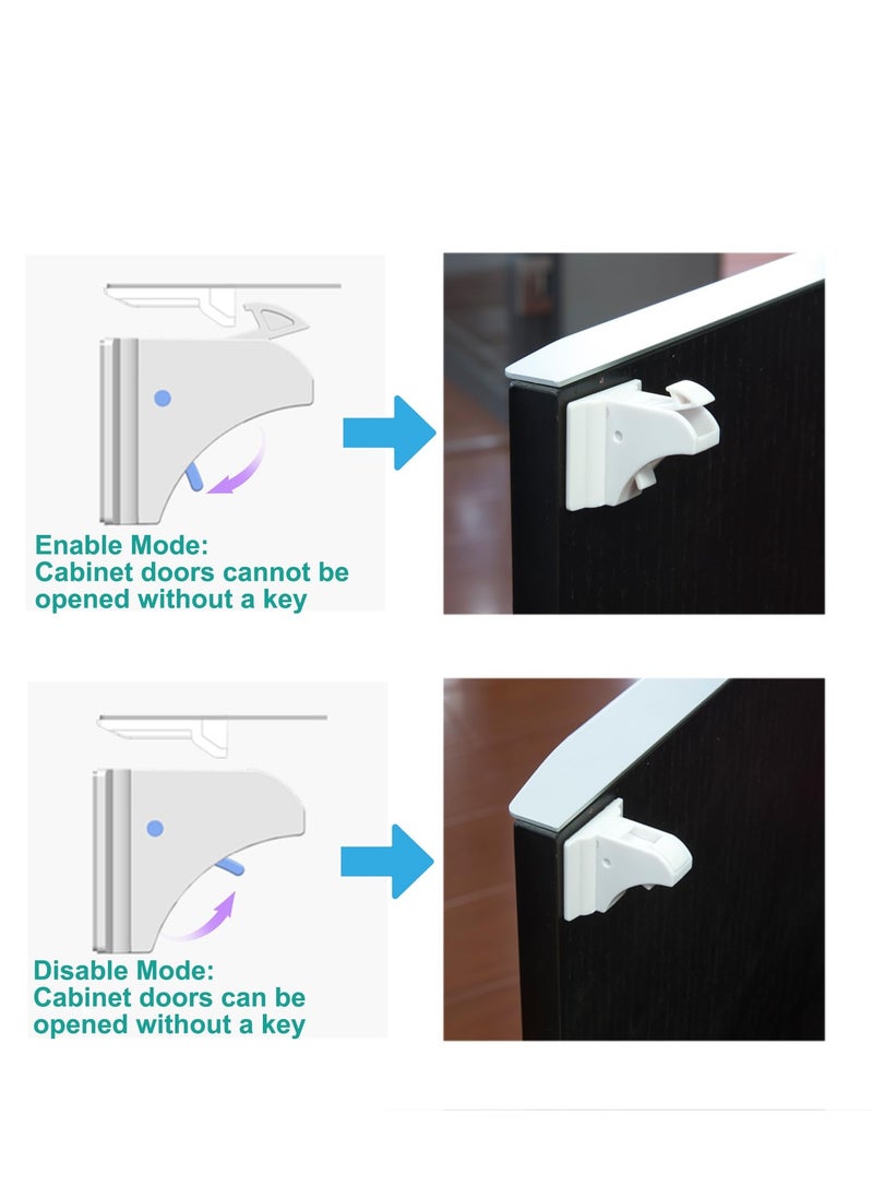 XiuWoo Magnetic Cabinet Locks Baby Proofing, Child Safety Magnet Drawer Lock (8 Locks + 2 Key), Safety First Adhesive Magnetic Locks for Cupboard and Pantry Door  - Image 5
