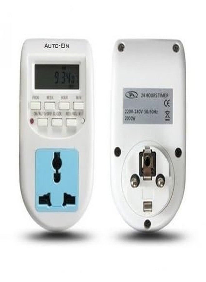 Auto-ON Digital Timer Wall Socket Plug Type 6A in-Built Buttons - Pack of 1 pcs - Image 1