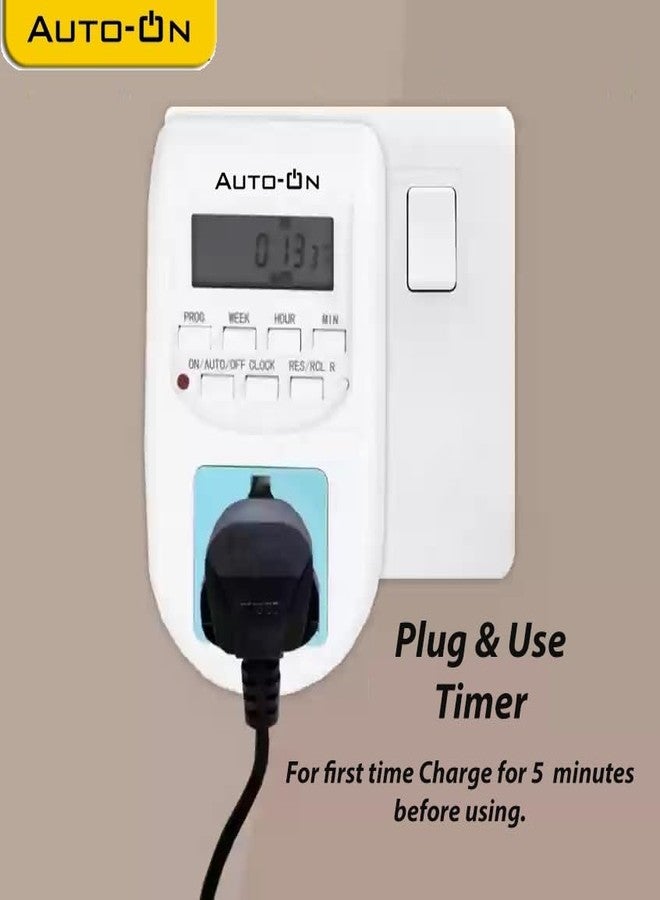 Auto-ON Digital Timer Wall Socket Plug Type 6A in-Built Buttons - Pack of 1 pcs - Image 3